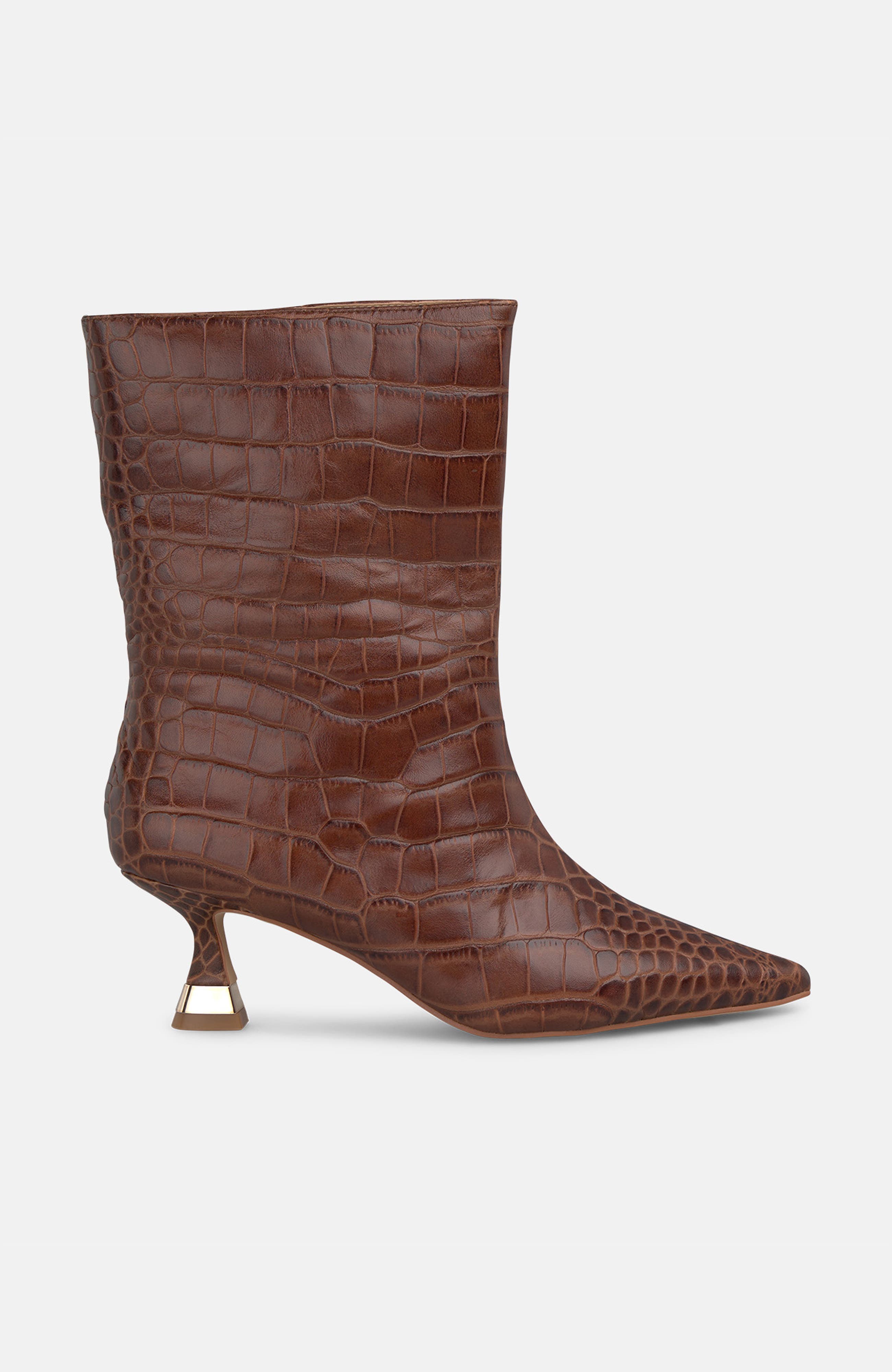 Metallic Heeled Ankle Boot, Alternate, color, Camel