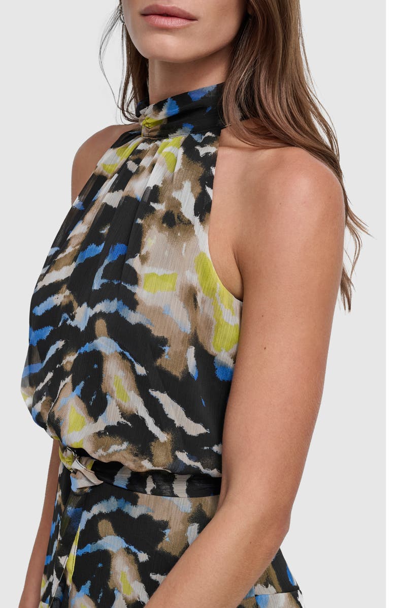 DKNY Mock Neck Chiffon Midi Dress, Alternate, color, 