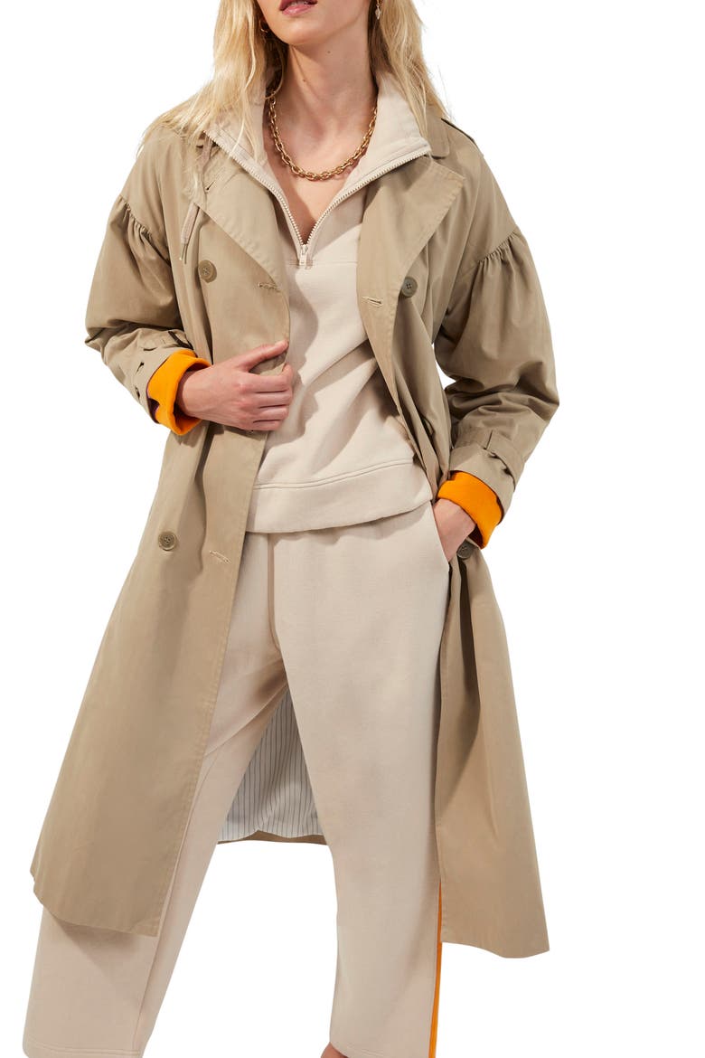 Anai Double Breasted Trench Coat, Main, color, ALUMINIUM