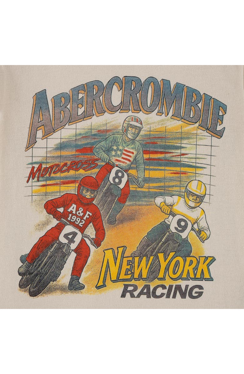 abercrombie kids NY Racing Cotton Blend Graphic T-Shirt, Alternate, color, Oatmeal