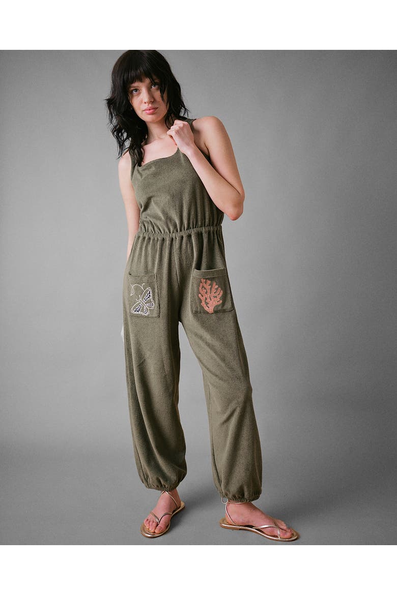 Sea Coral Terry Jumpsuit, Alternate, color, Khaki