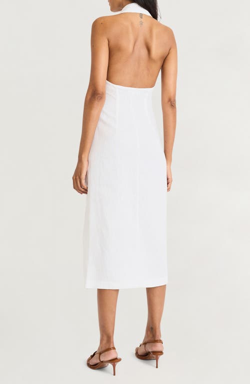 The Good Journey Sleeveless Linen Blend Halter Shirtdress In White