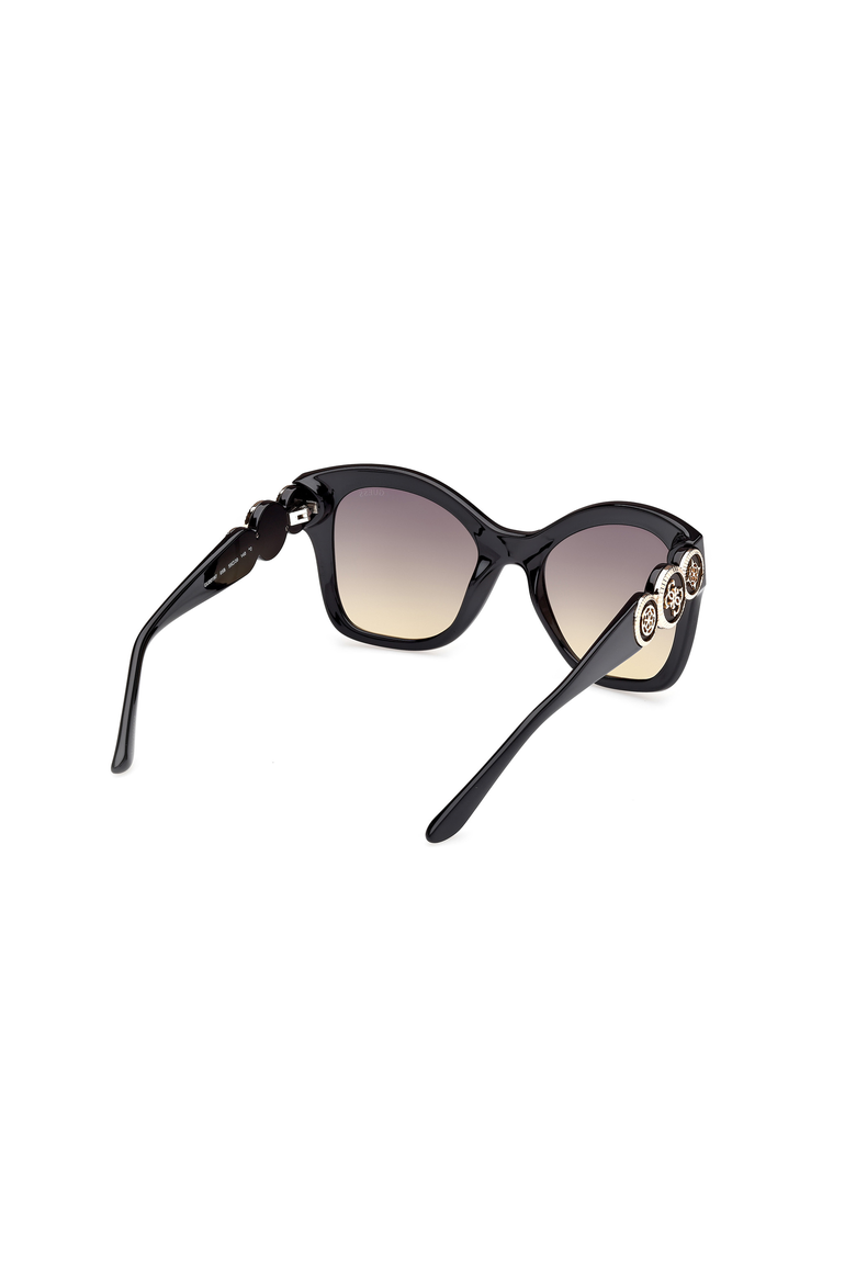 Medallion Temple Butterfly Sunglasses, Alternate, color, Black / Gradient Smoke