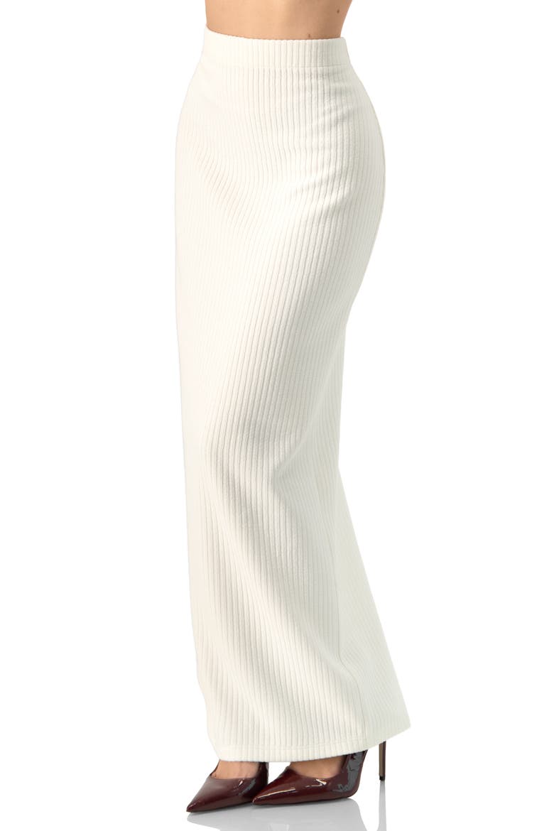 Long Ribbed Pencil Skirt with Back Zipper, Alternate, color, Natural