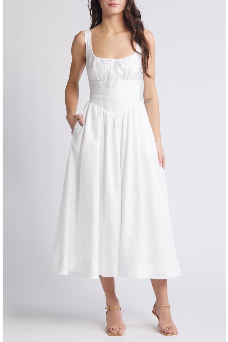 Balia Linen Sundress, Main, color, WHITE