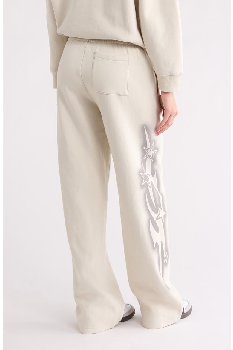 Cyber Baggy Star Print Detail Sweat Pants, Alternate, color, IVORY/ SILVER