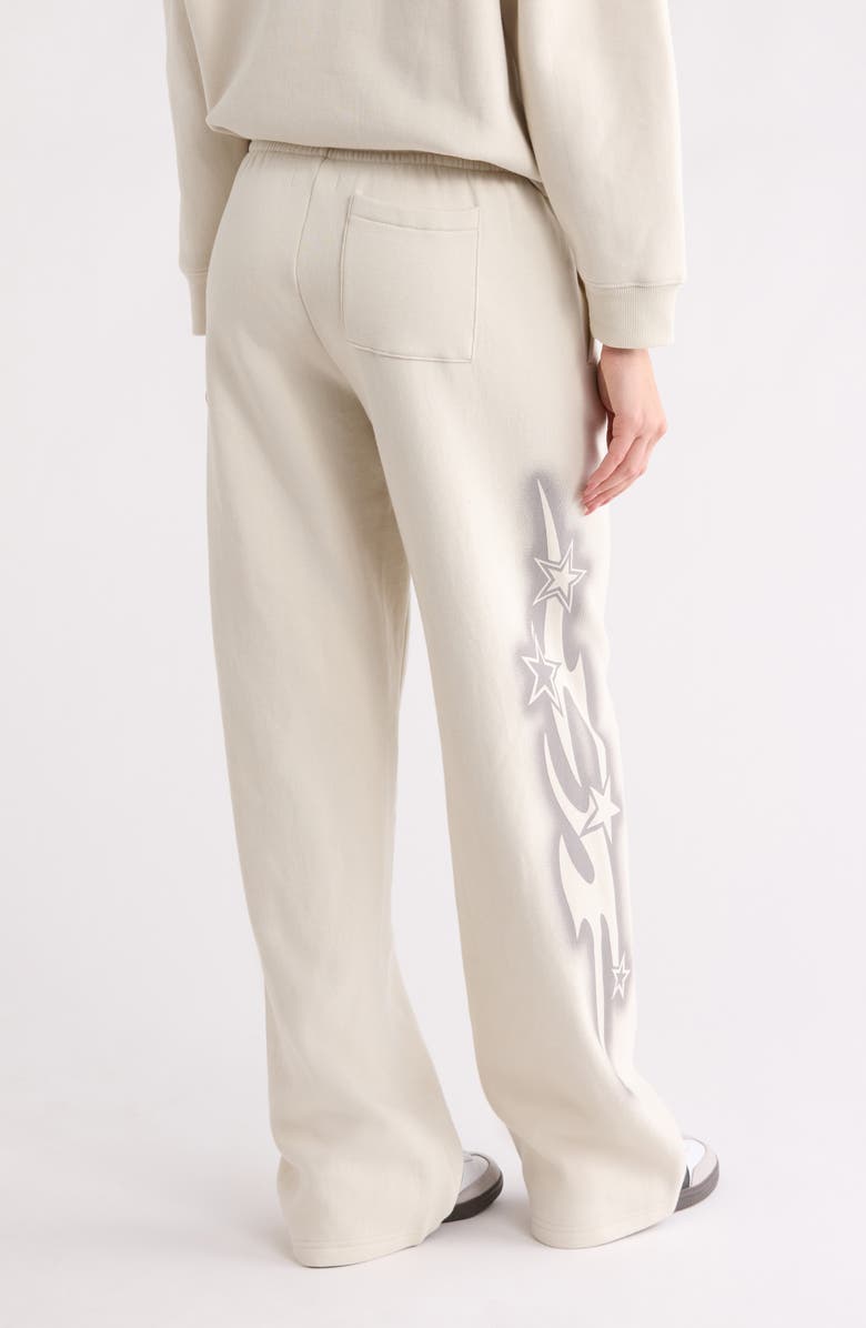 PacSun Cyber Baggy Star Print Detail Sweat Pants, Alternate, color, Ivory/ Silver