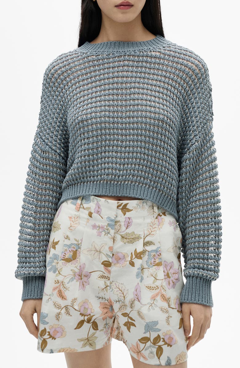 MANGO Oversize Openwork Cotton Blend Sweater, Main, color, 