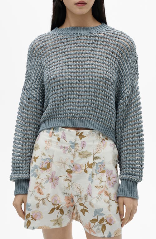 Mango Women's Oversized Openwork Knit Sweater In Sky Blue