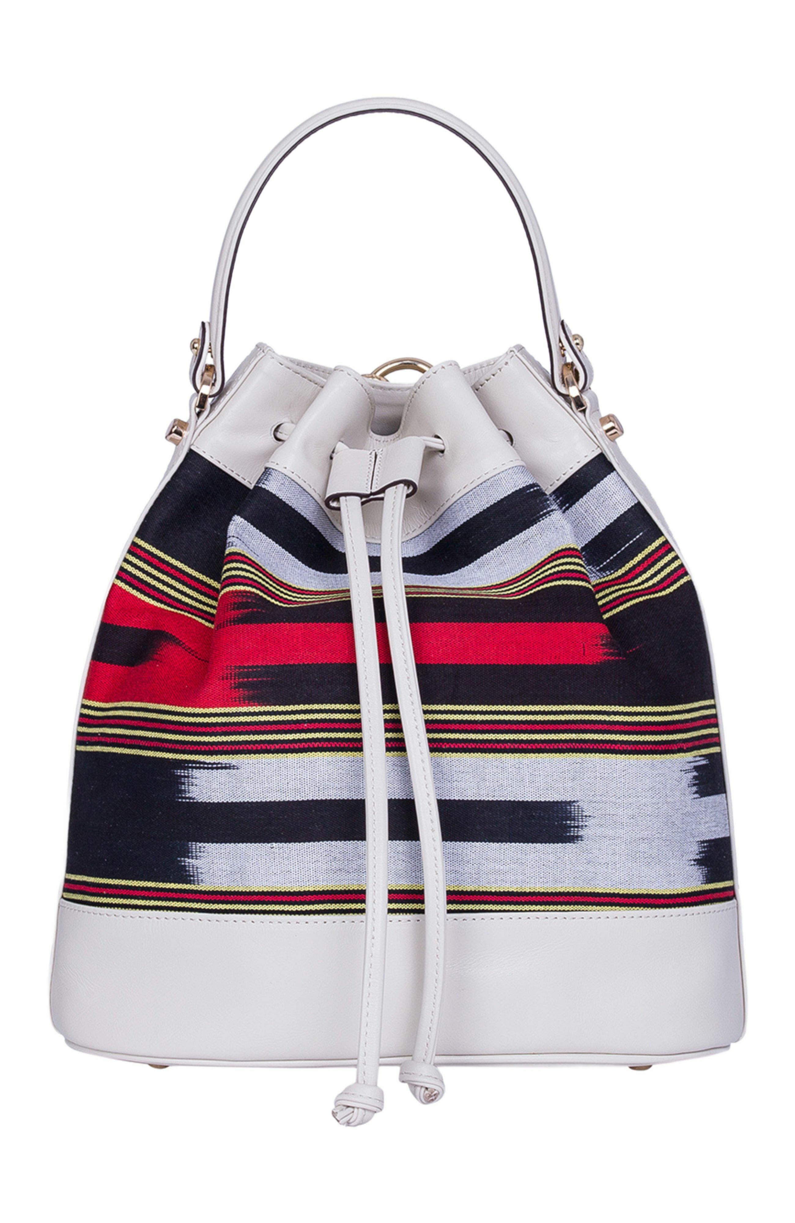 K
ai 
Vrosi Leather 
Fabric Pattern Convertible Bag, Main, color, Beige