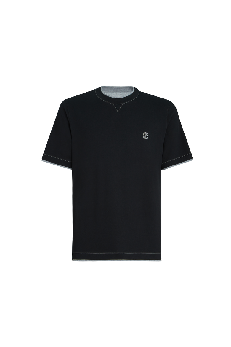 T-shirt with faux-layering, Alternate, color, Black