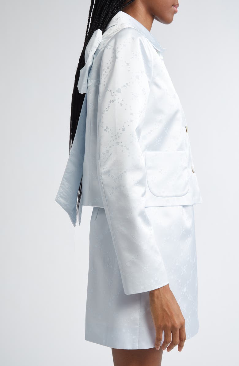 Sandy Liang Shelby Jacquard Crop Satin Jacket, Alternate, color, 