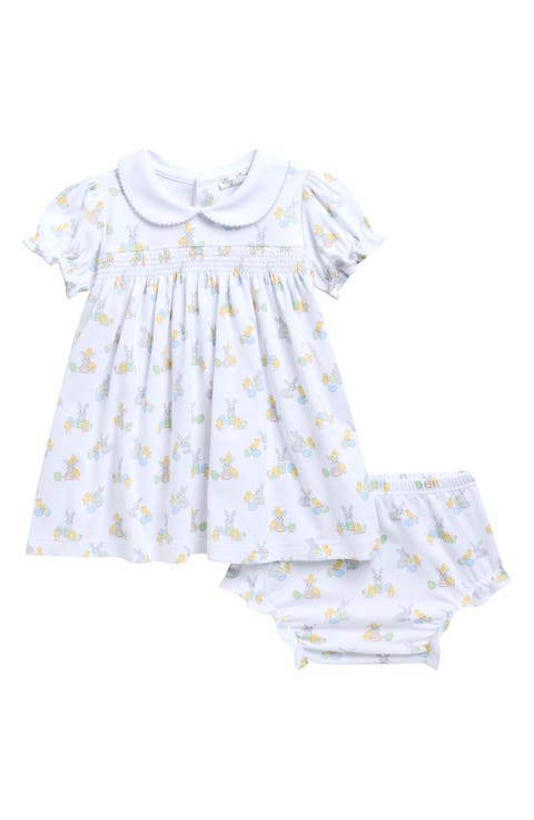 Bunny Print Pima Cotton Dress & Bloomers Set (Baby)