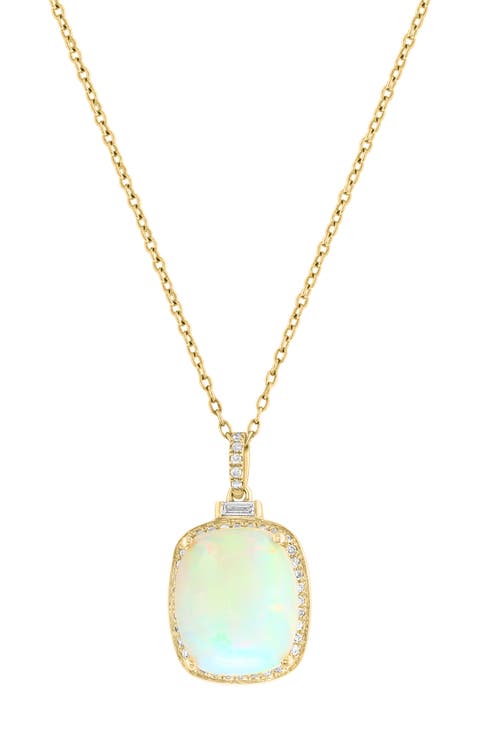 14K Yellow Gold Ethereal Ethiopian Opal Halo Pendant
