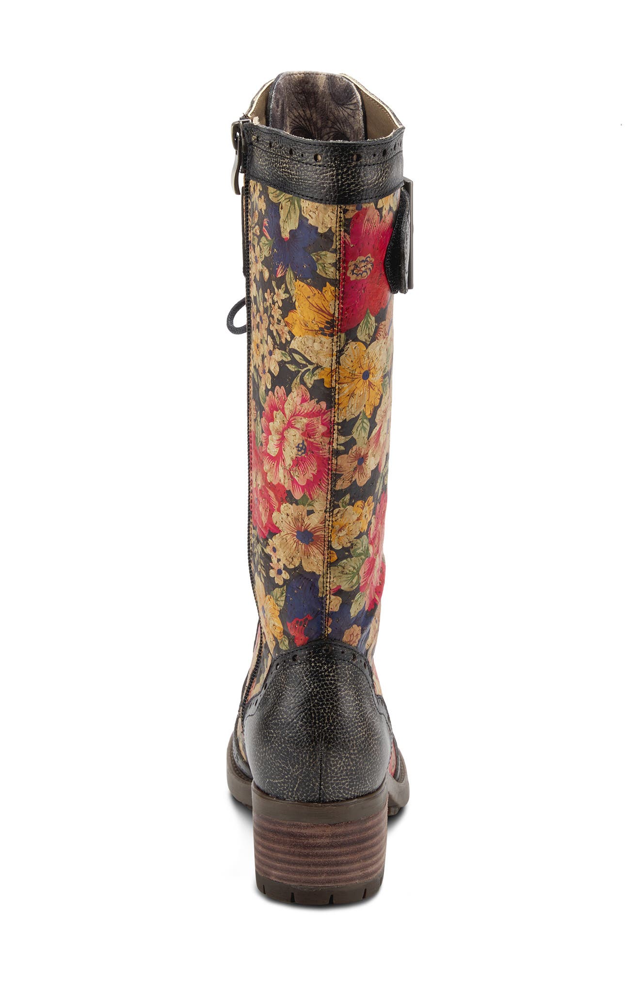 L'Artiste Kisha-Flora Leather Boot, Alternate, color, BLACK MULTI