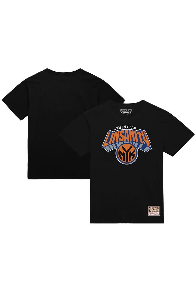Men's Mitchell & Ness Jeremy Lin Black New York Knicks Linsanity Logo T-Shirt, Main, color, Black