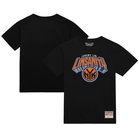 Men's Mitchell & Ness Jeremy Lin Black New York Knicks Linsanity Logo T-Shirt