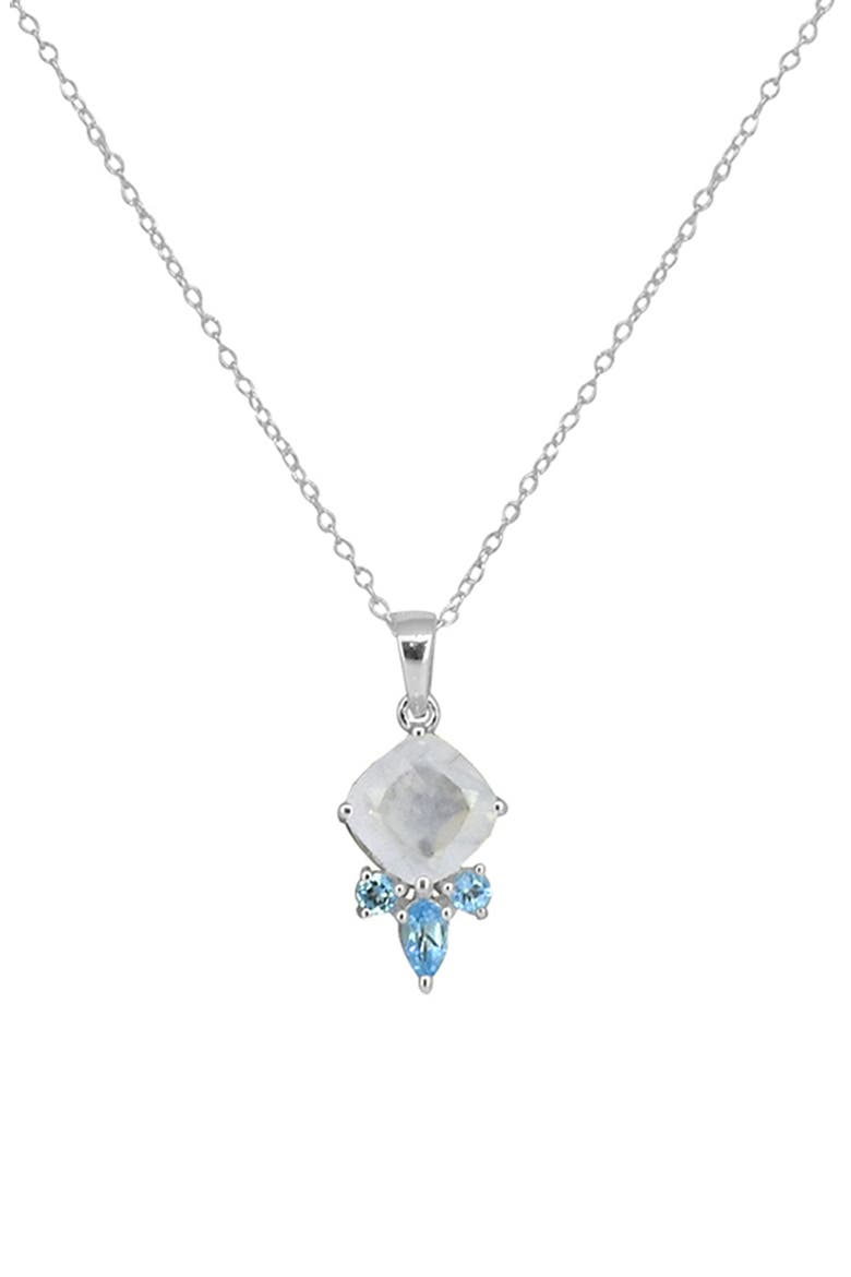 Moonstone & Blue Topaz Pendant Necklace, Main, color, WHITE