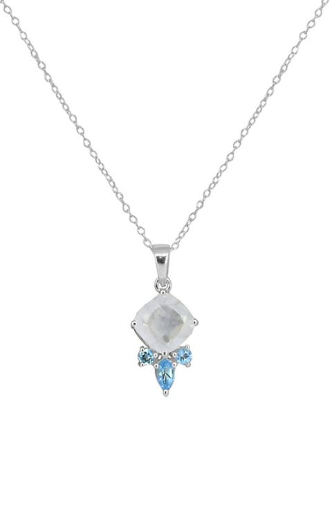 Moonstone & Blue Topaz Pendant Necklace