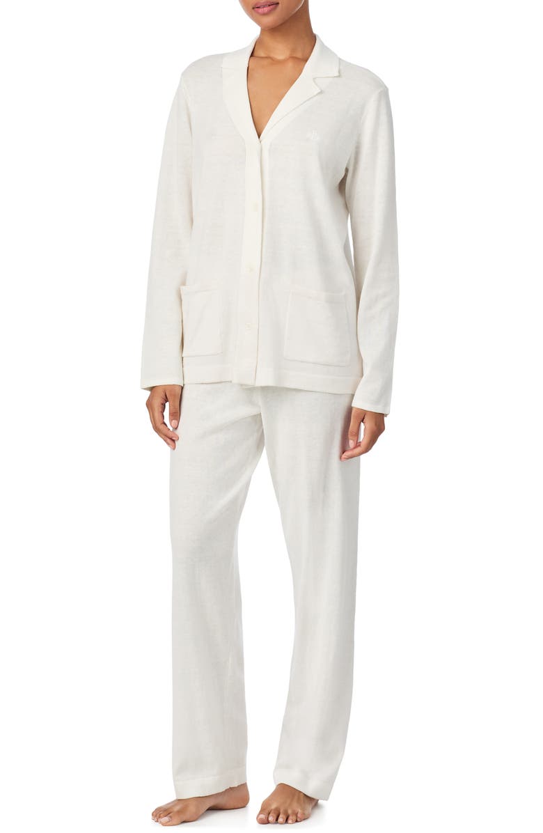 Lauren Ralph Lauren Cotton & Cashmere Pajamas, Main, color, Cream