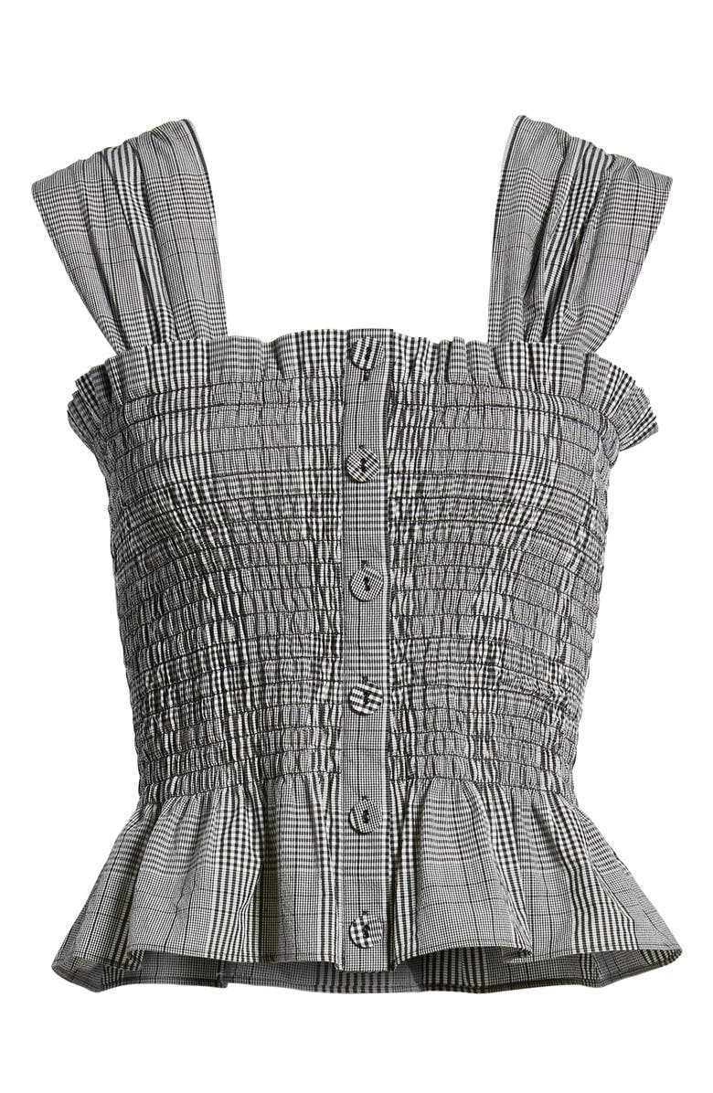 Lewit Smocked Check Cotton Poplin Top, Alternate, color,