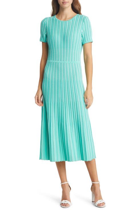 Stripe A-Line Midi Sweater Dress