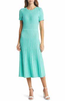 Ming Wang Stripe A-Line Midi Sweater Dress