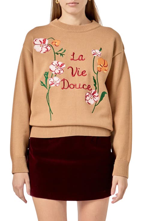 Flower Embroidered Sweater
