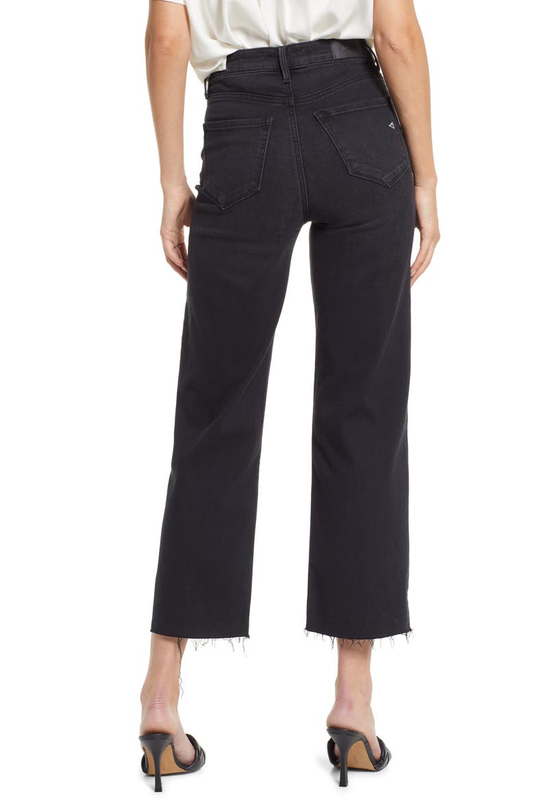 Raw Hem Ankle Straight Leg Jeans, Alternate, color, BLACK