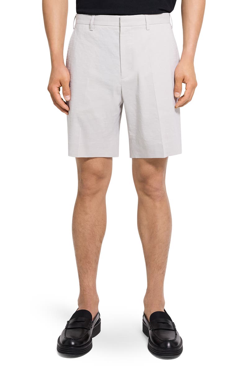 Theory Stretch Linen Blend Shorts, Main, color, Silver Cloud
