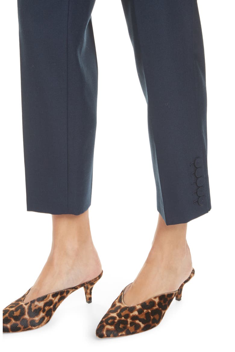 Flat Front Button Cuff Pants, Alternate, color, NAVY