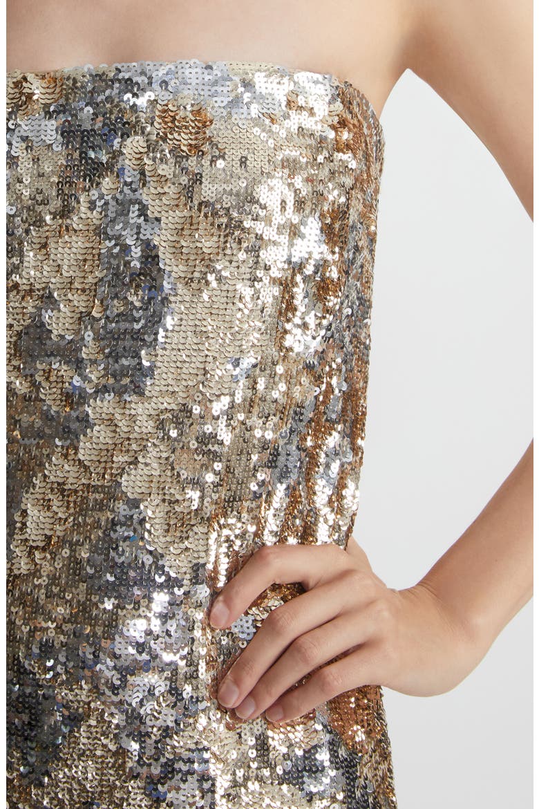 Sequin Strapless Cocktail Dress, Alternate, color, METALLIC MULTI