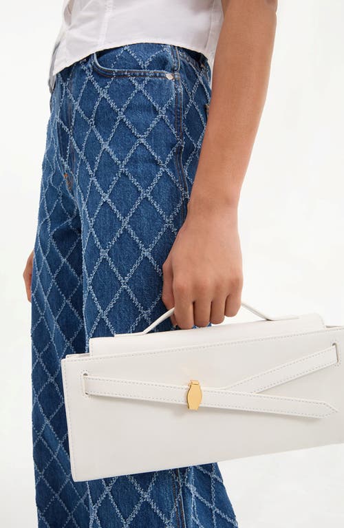 Veronica Beard Dash Belt Leather Clutch Bag In Off White