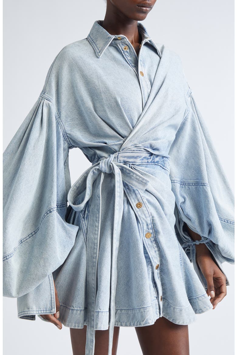 Rebellion Denim Wrap Minidress, Alternate, color, CASTAWAY