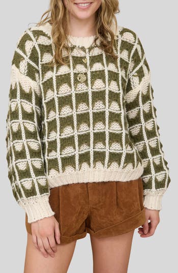 Blu Pepper Open Stitch Sweater In Green