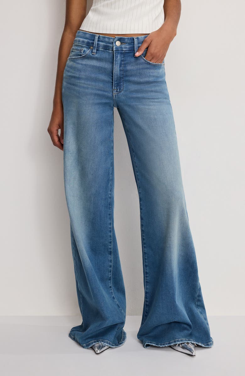 Good American Soft-Tech Good Waist Palazzo Jeans, Alternate, color, Indigo1146