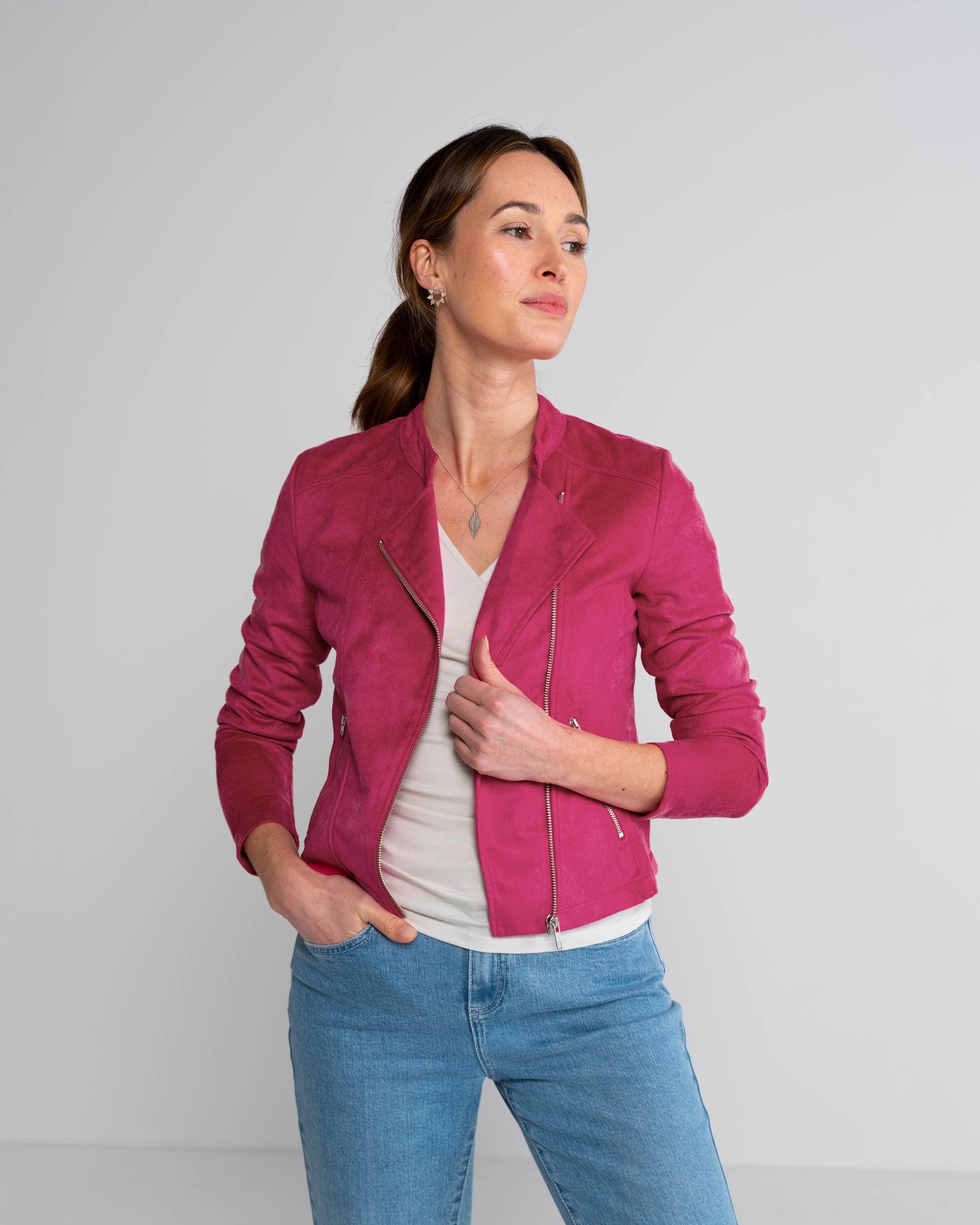 Rachel Cropped Biker Jacket - image 3