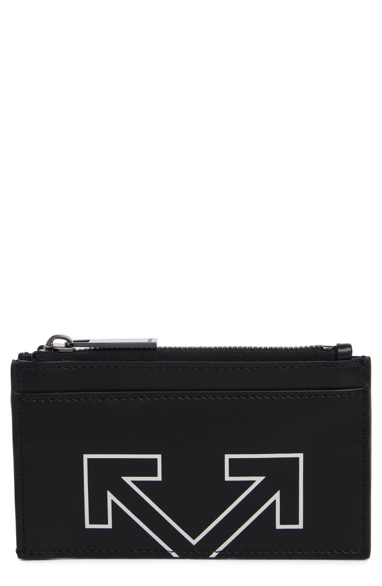 Off-White Heritage Zipped Leather Card Case, Main, color,