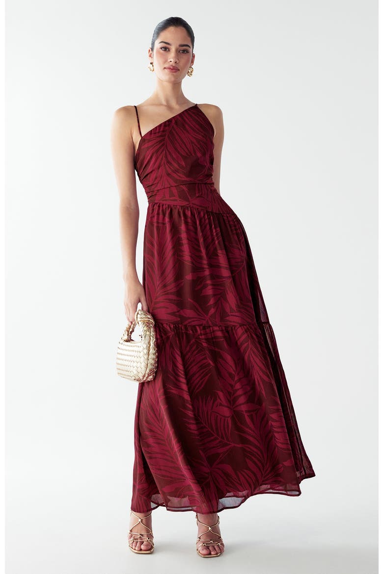 Vincent Maxi Dress, Main, color, Burgundy Palms