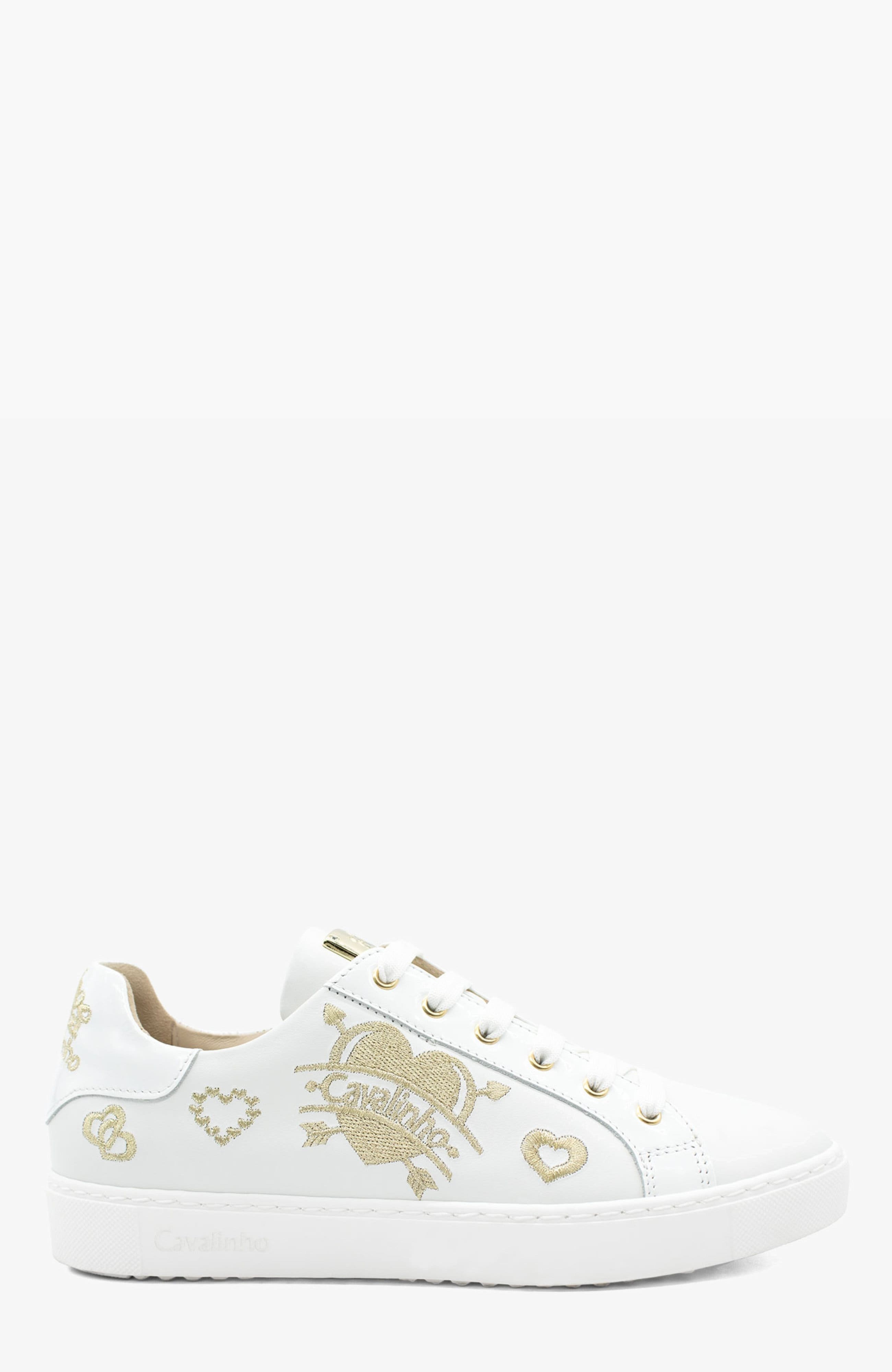Golden Love Leather Sneakers, Main, color, White
