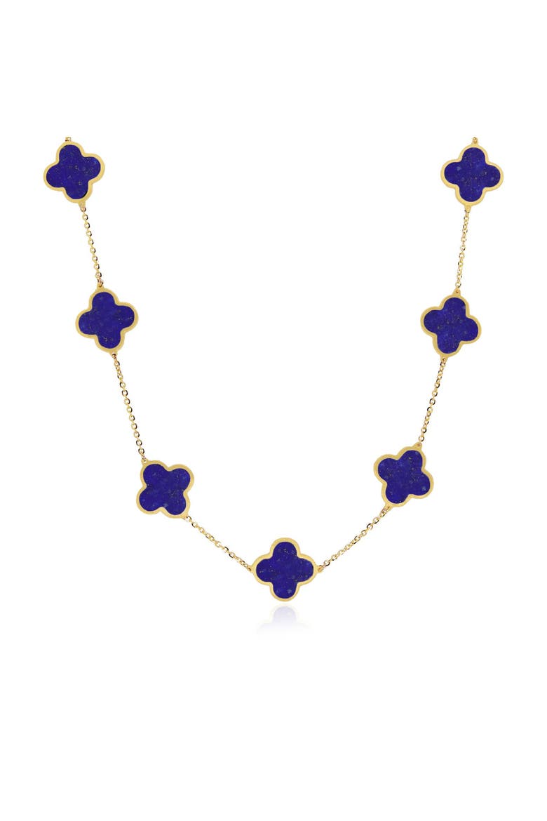 Large Lapis Clover Necklace, Main, color, Lapis