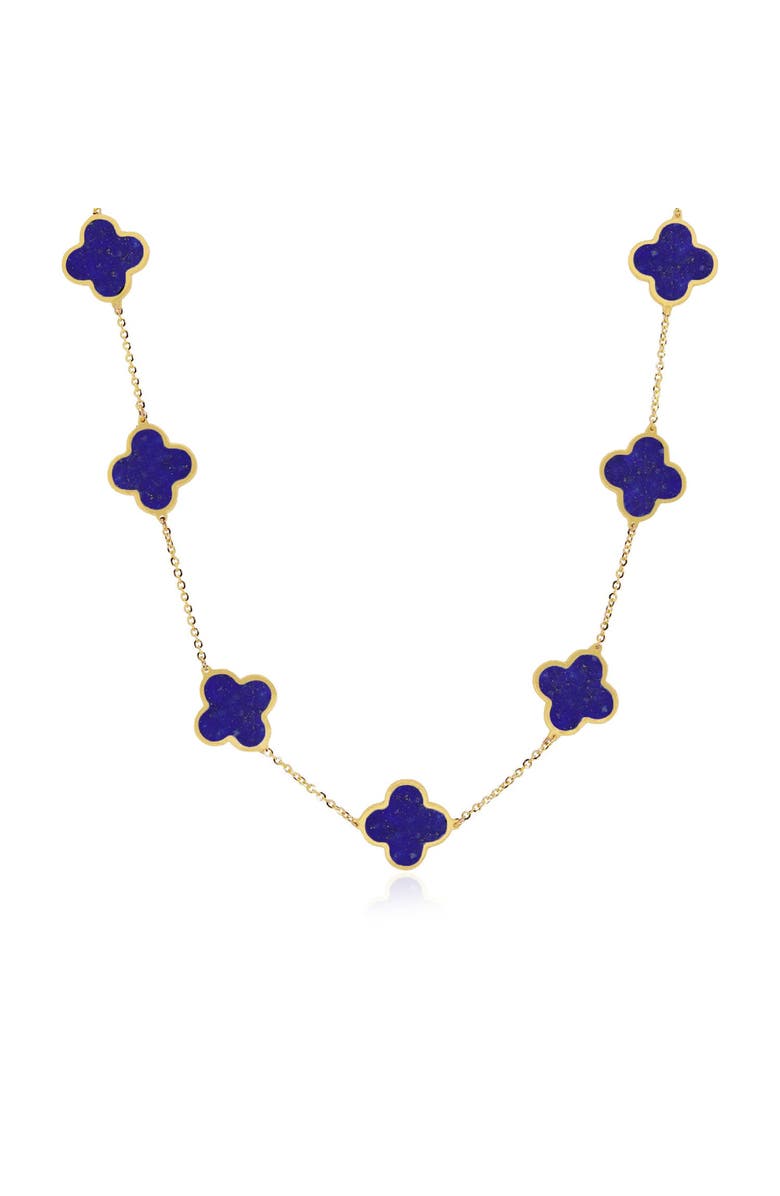 The Lovery Fine Jewelry Large Lapis Clover Necklace, Main, color, Lapis
