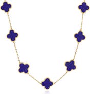 The Lovery Fine Jewelry Large Lapis Clover Necklace