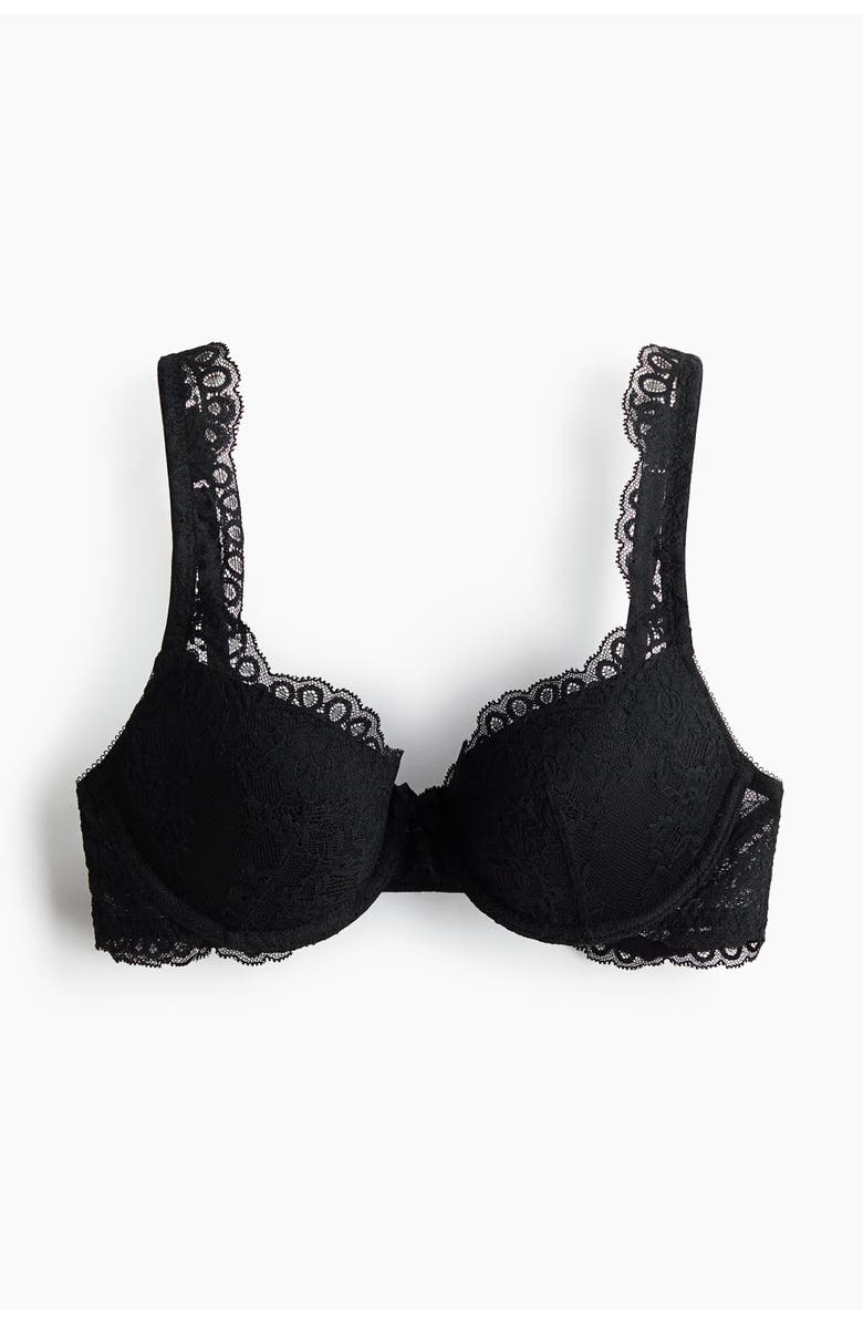 H&M Lace push-up bra, Alternate, color, Black