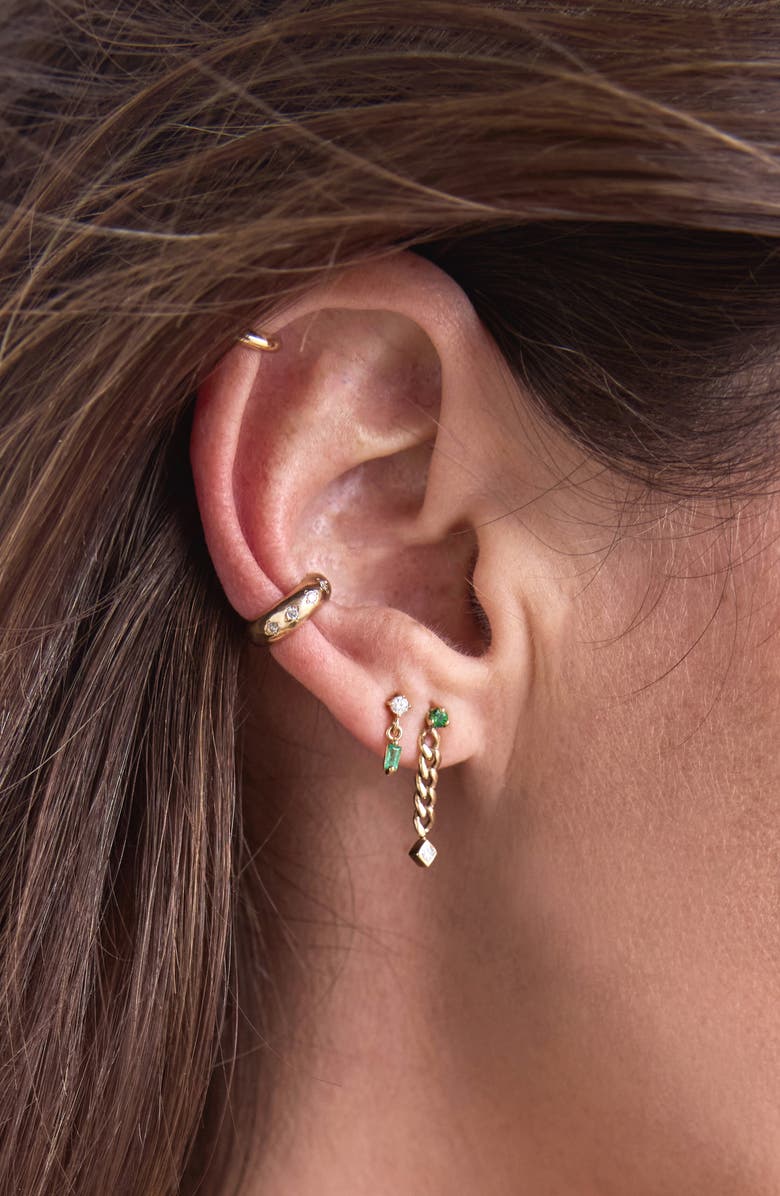 Zoë Chicco Emerald & Diamond Chain Earrings, Alternate, color, 14K Yg