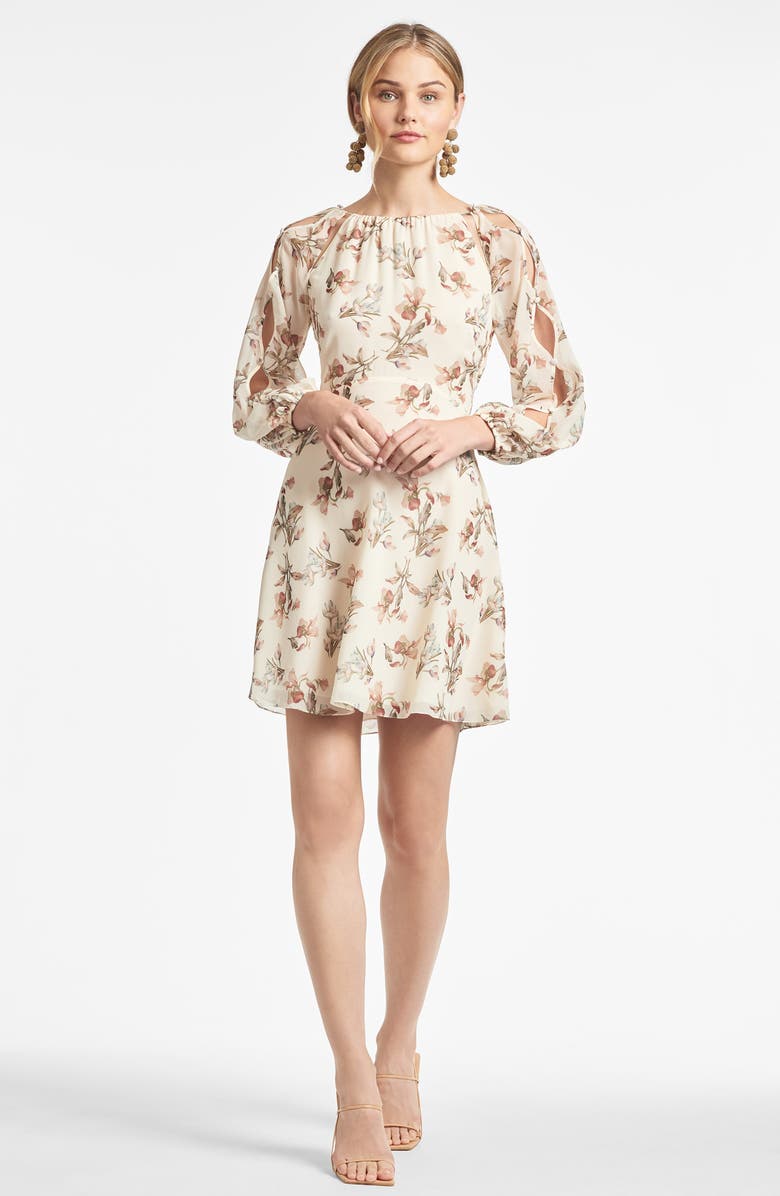 Sachin & Babi Bevvy Floral Long Sleeve Chiffon Dress, Alternate, color, 