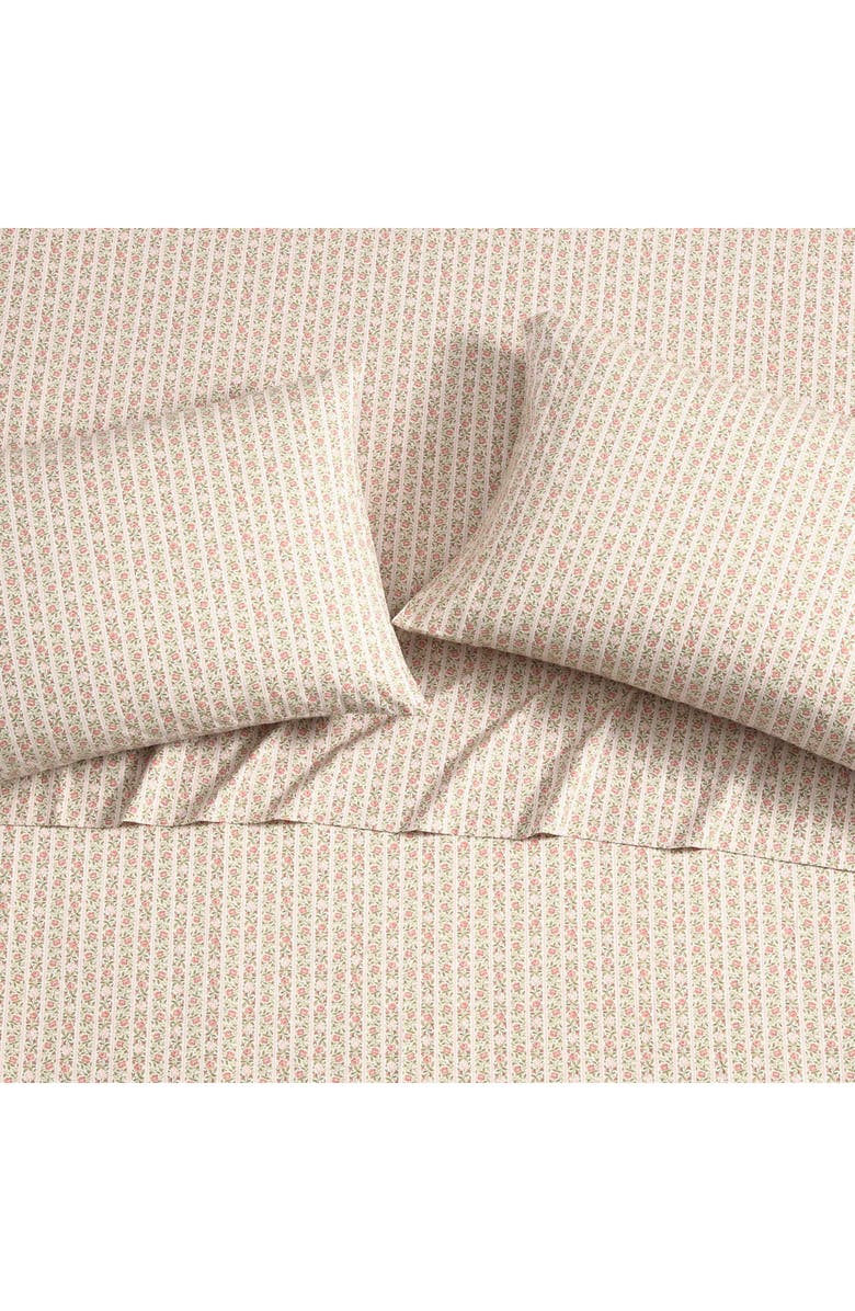 Laura Ashley Marta Stripe Cotton Percale Sheet Set, Alternate, color, Pink