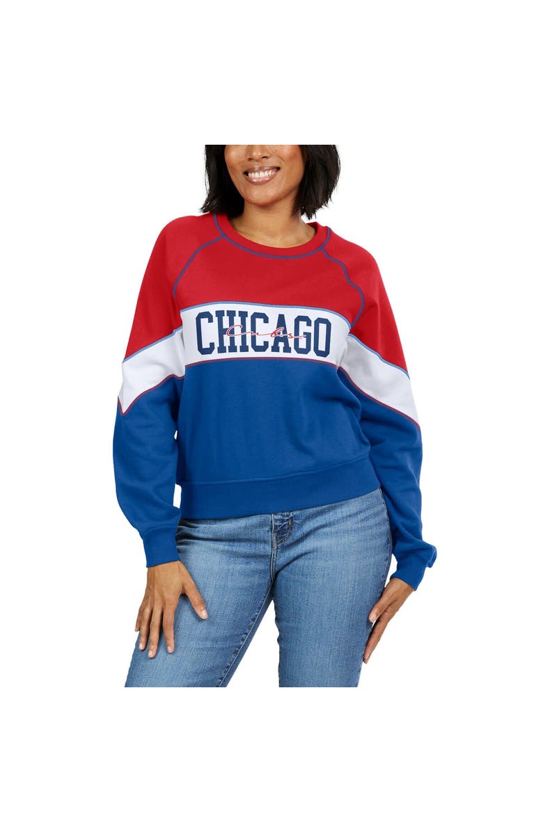 WEAR by Erin Andrews Women's WEAR by Erin Andrews Red/Royal Chicago Cubs Color Block Crew Neck Pullover Sweatshirt, Alternate, color,