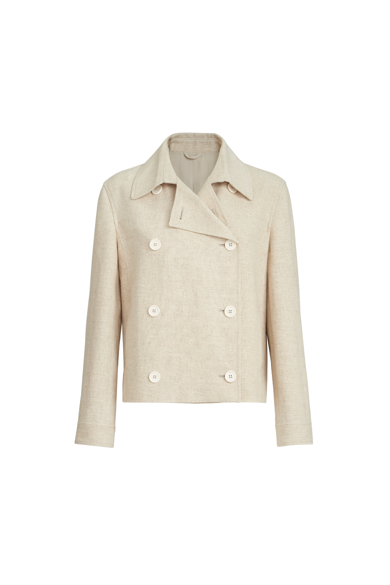 Crop caban jacket with monili, Alternate, color, Beige