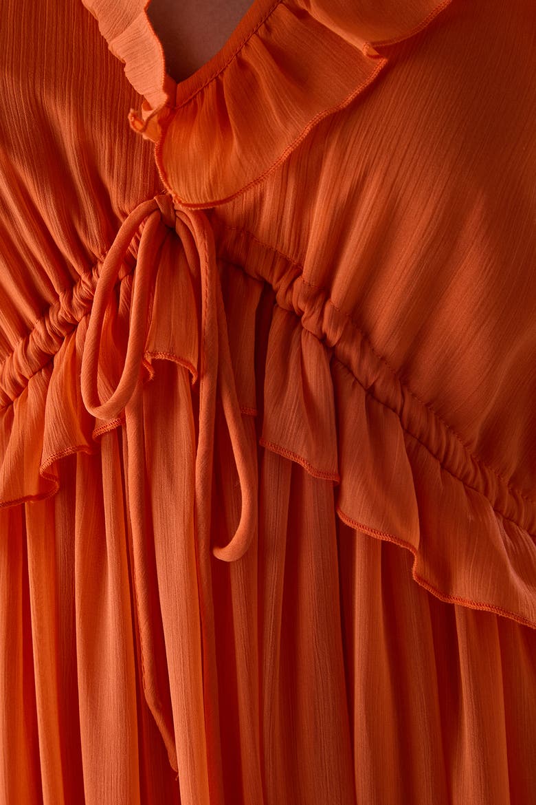 Chiffon Ruffle Strappy Floaty Maxi Dress, Alternate, color, Orange